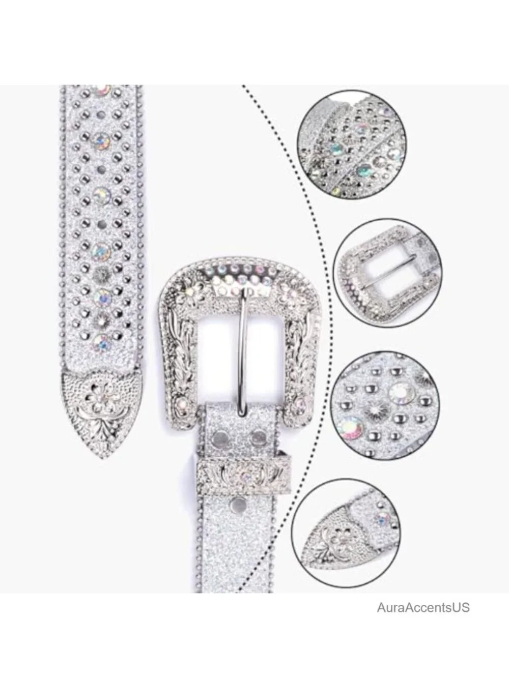 Rhinestone Bling Western Gothic Belt with Crystal Diamond for Halloween